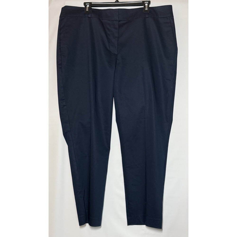 New Liz Claiborne Emma Ankle pants Mid Rise Slim Leg Navy Blue Sz 18